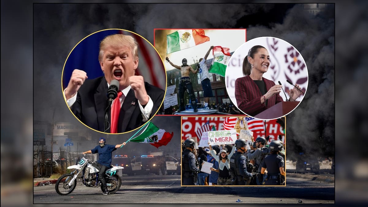 “Aquí estamos y no nos avergüenza”: La bandera mexicana se convirtió en un símbolo de resistencia migrante en las protestas de Los Ángeles, aunque los simpatizantes de Trump lo ven como una traición hacia EEUU