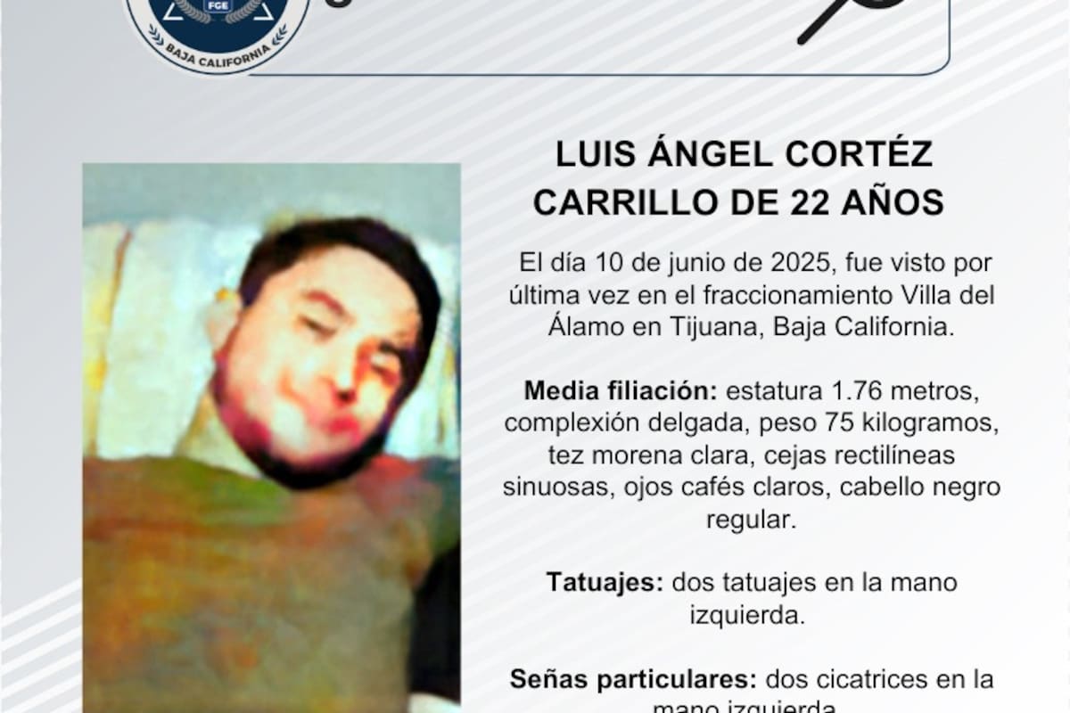 Se busca a Luis Ángel Cortéz Carrillo de 22 años de edad