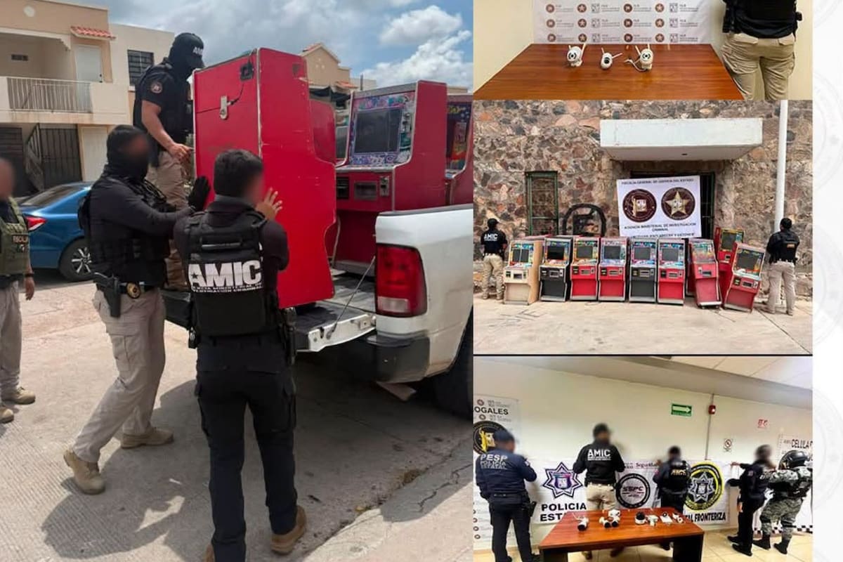 Aseguran 8 cámaras clandestinas y 26 máquinas tragamonedas en operativos contra grupos delictivos en Nogales