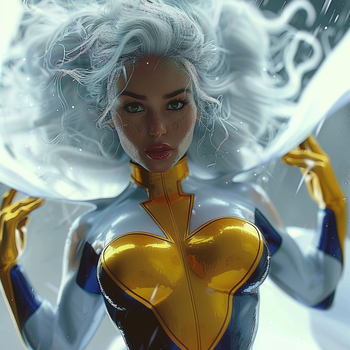 Es interesante destacar que la inteligencia artificial ha mantenido la identidad racial de Tormenta, representándola como negra, lo cual es coherente con la historia del personaje y su importancia como la primera heroína de ascendencia africana en los cómics estadounidenses durante la Edad de Bronce.