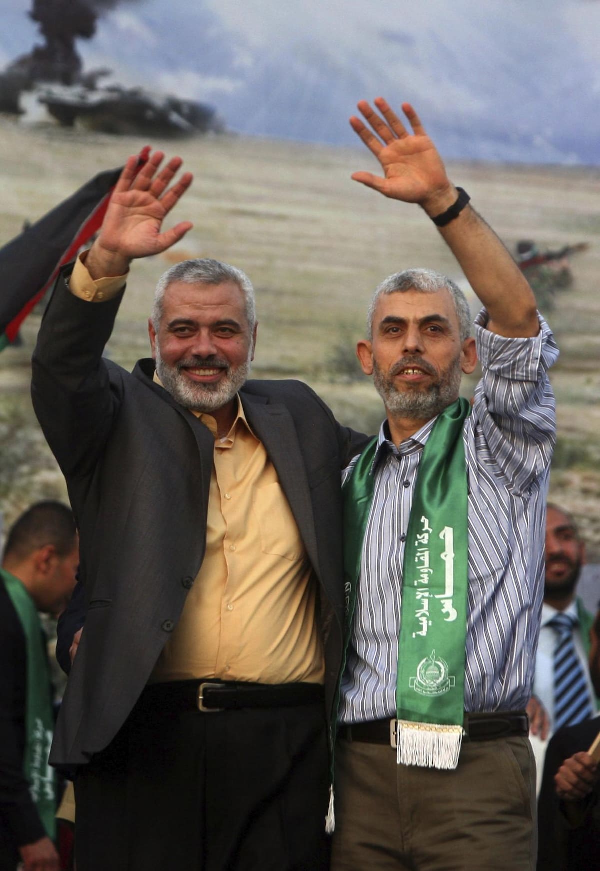 Foto archivo. Ismail Haniya (izquierda), y Yahya Sinwar (derecha). | Crédito: EFE/Ali Ali
