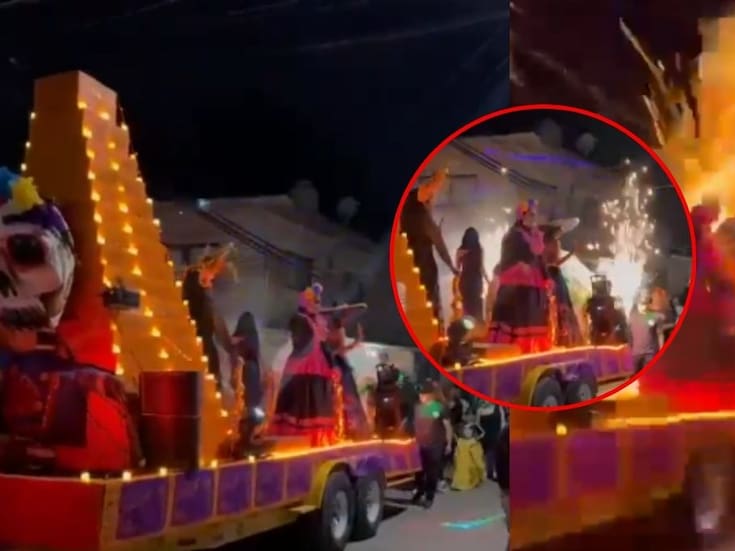 Explosión de carro alegórico con pirotecnia deja ocho heridos durante desfile de Día de Muertos en Morelos