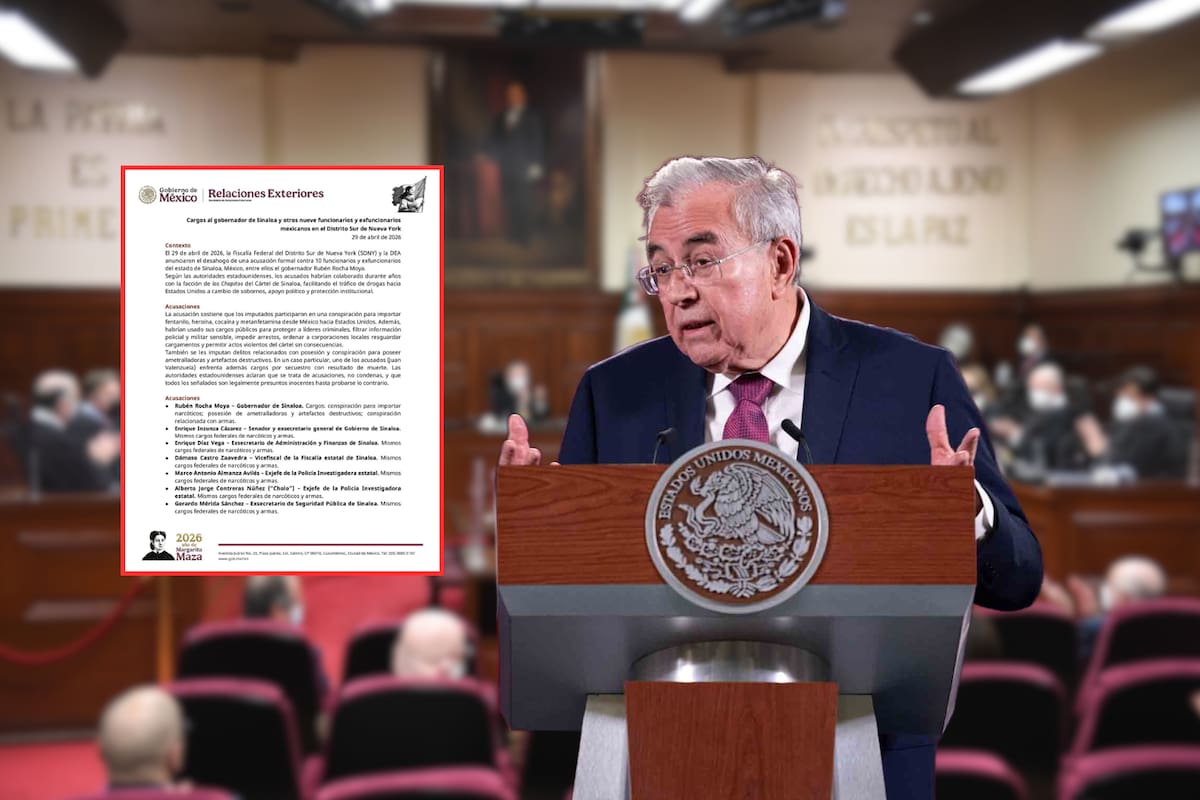 SRE publica documentos sobre la solicitud de extradición de EEUU contra Rubén Rocha Moya y otros nueve políticos de Sinaloa y sostiene que cualquier acción dependerá de las pruebas presentadas por la FGR