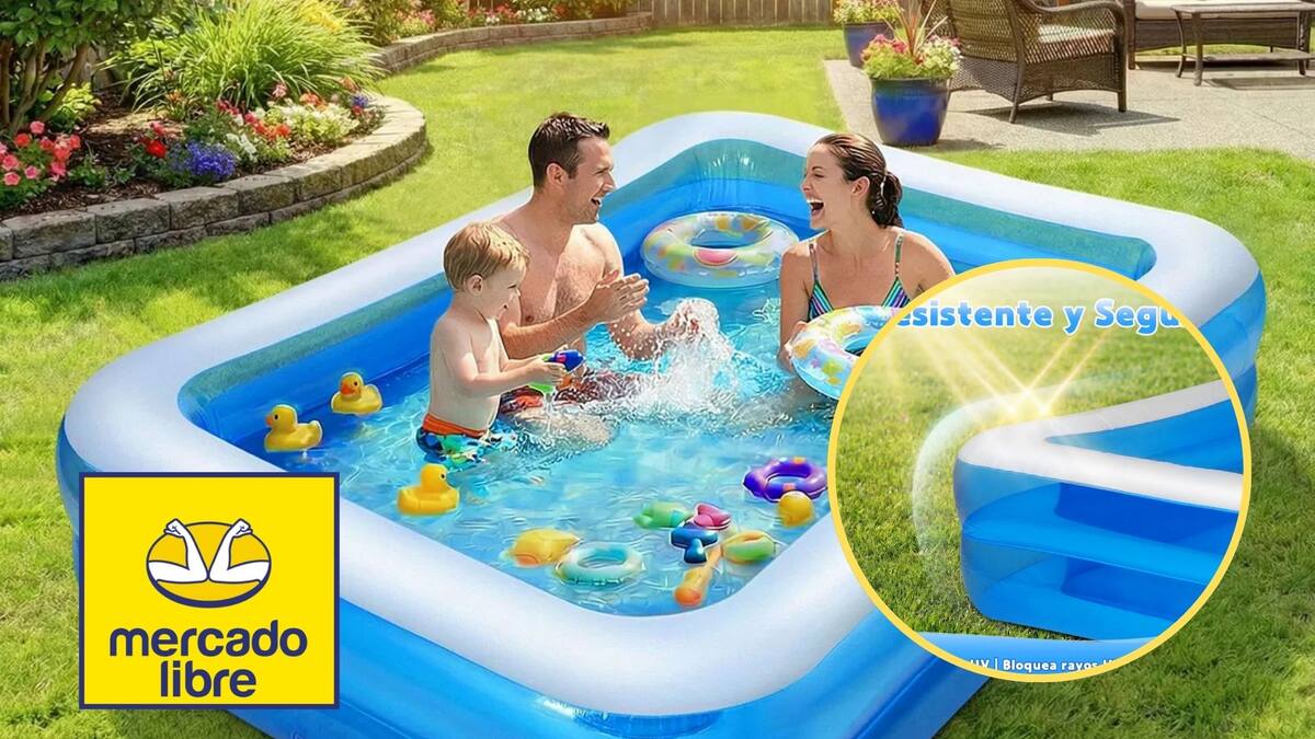 Consigue la alberca familiar LASPANG con resbaladilla incluida de 205x150x50 cm por solo $449 MXN en Mercado Libre aprovechando su capacidad de 800 litros