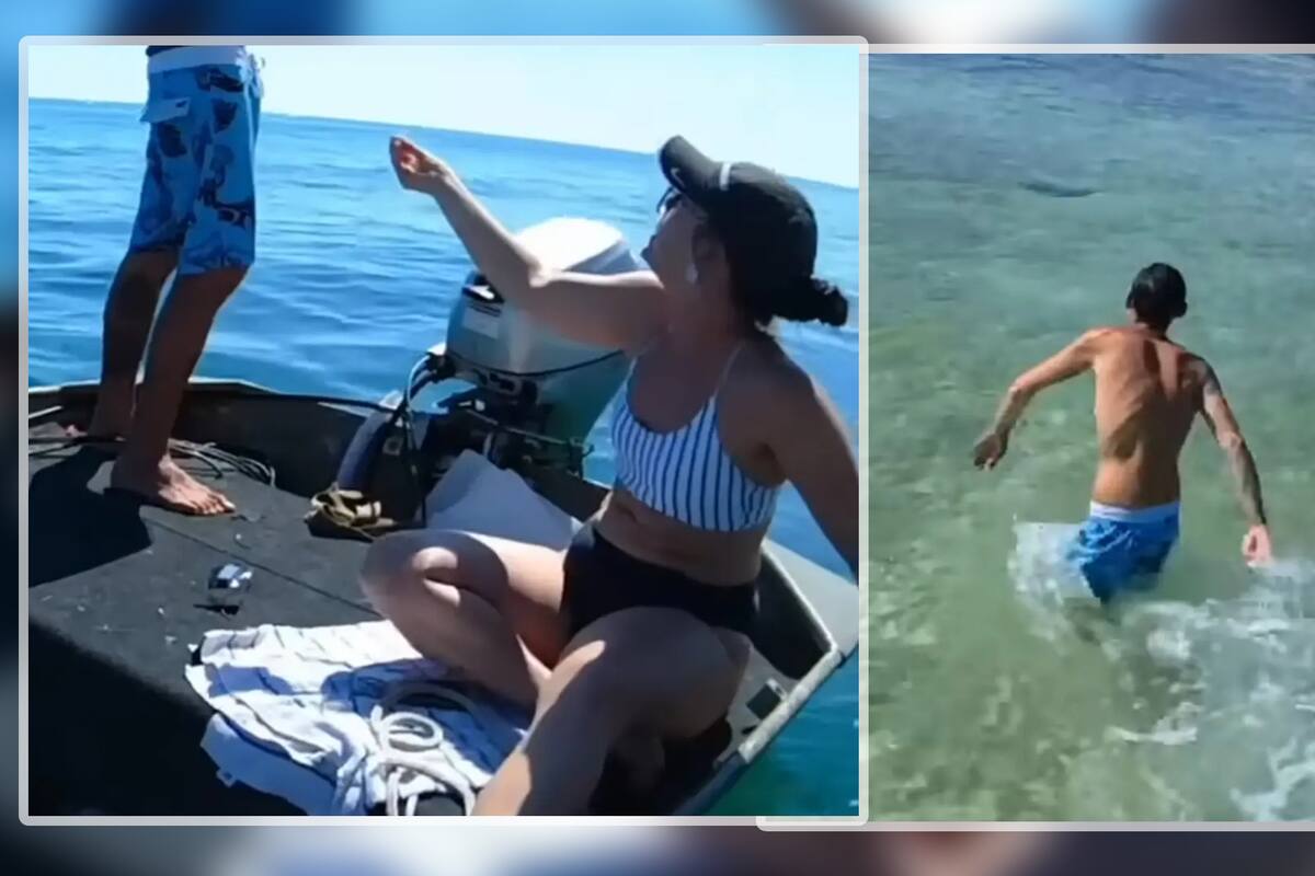 VIDEO: Hombre salta al mar para evitar dar contraseña de su celular a su novia y escapar de la policía
