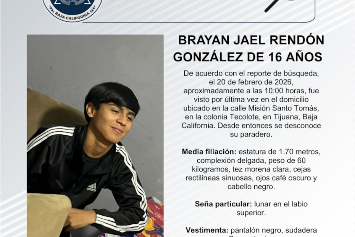 Se busca a Brayan Jael Rendón González de 16 años