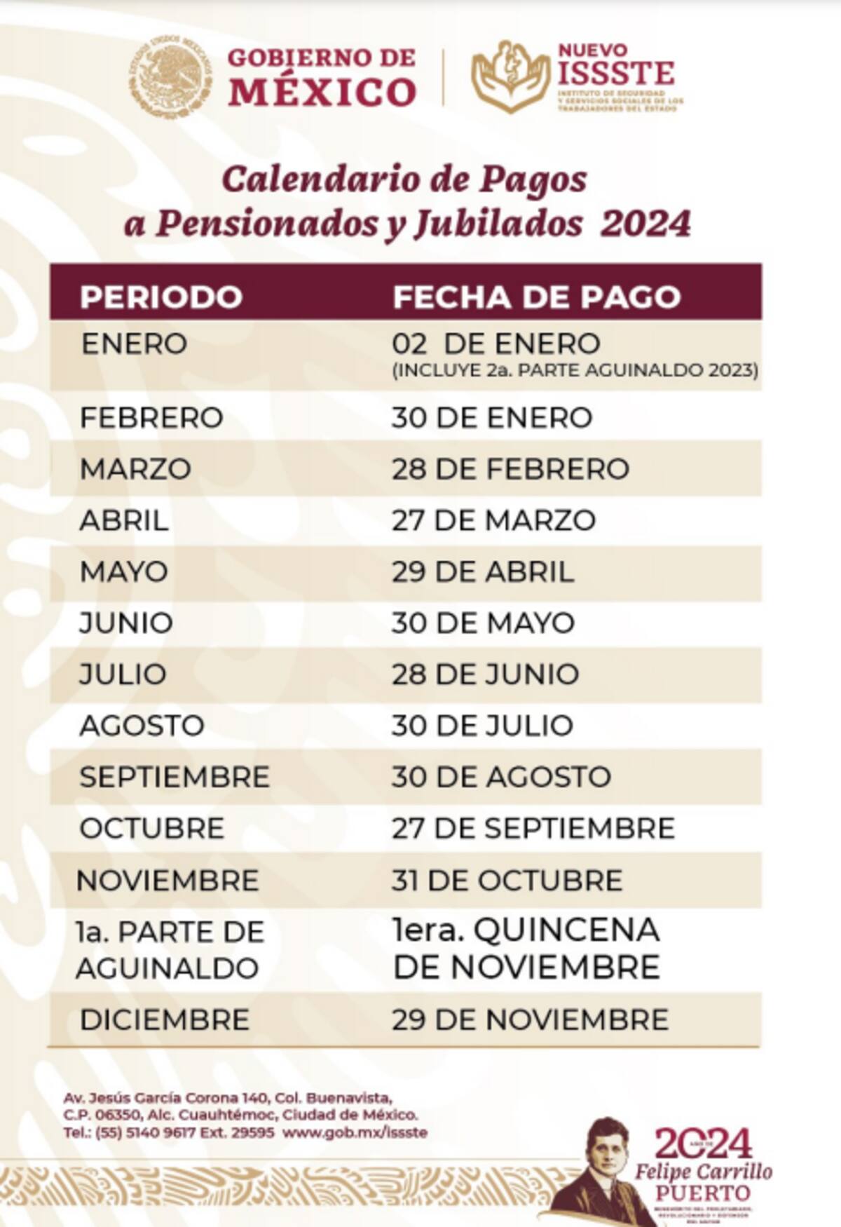 El Issste tiene su propio calendario de pagos para los pensionados