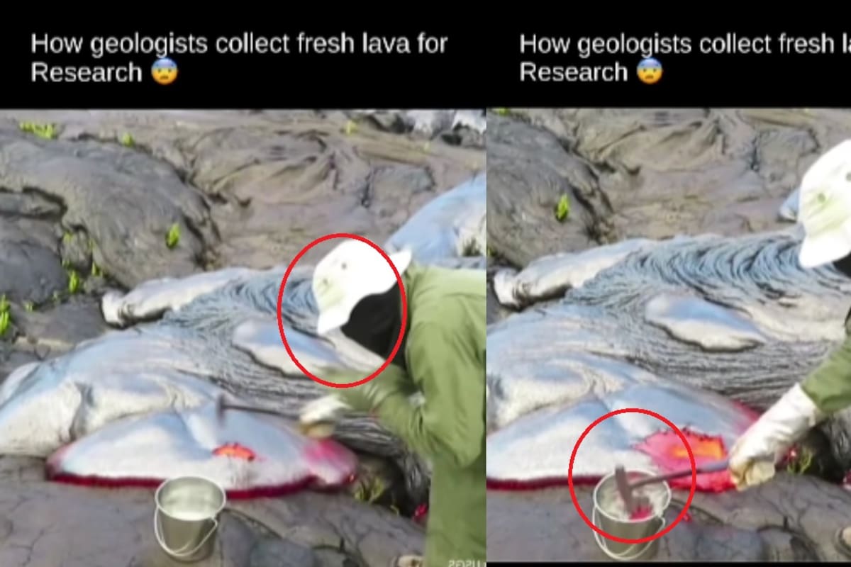 Así recolectan lava fresca los geólogos para sus investigaciones