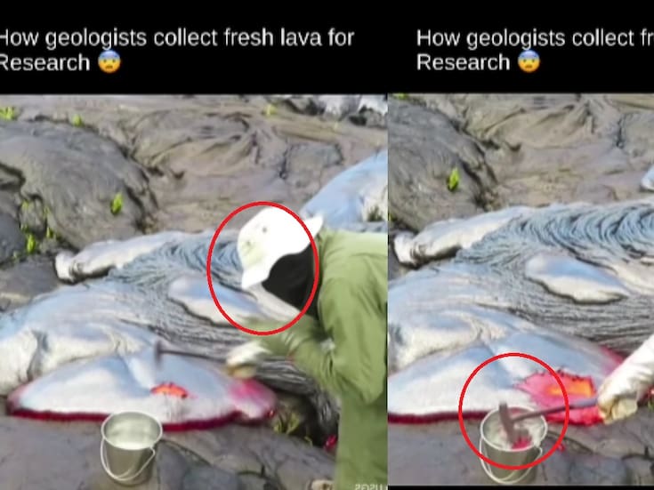 Así recolectan lava fresca los geólogos para sus investigaciones