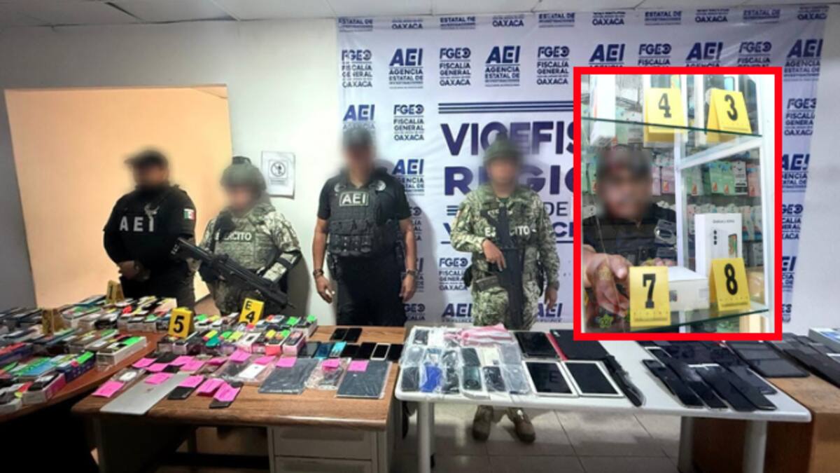 Operativo Pescador en Oaxaca: aseguran más de 400 dispositivos electrónicos y detienen a una persona en la Central de Abasto