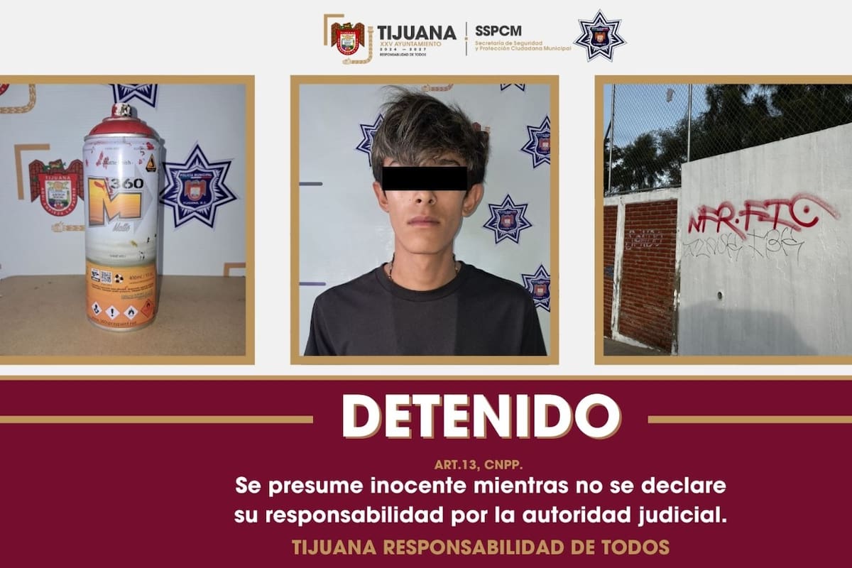 Detienen a joven por grafitear escuela