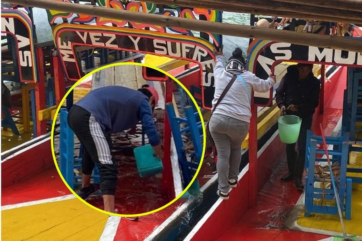Trajineras amanecen inundadas en Xochimilco tras intensas lluvias registradas en la CDMX
