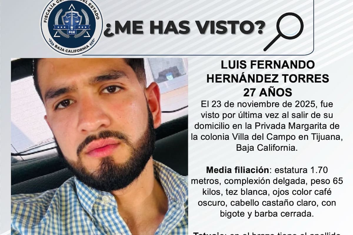 Se busca a Luis Fernando Hernández Torres de 27 años de edad