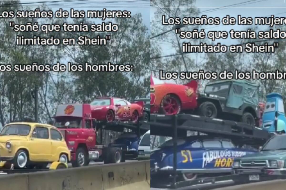 Hombre graba cómo, mientras está en el tráfico, pasa una grúa con todos los personajes de Cars