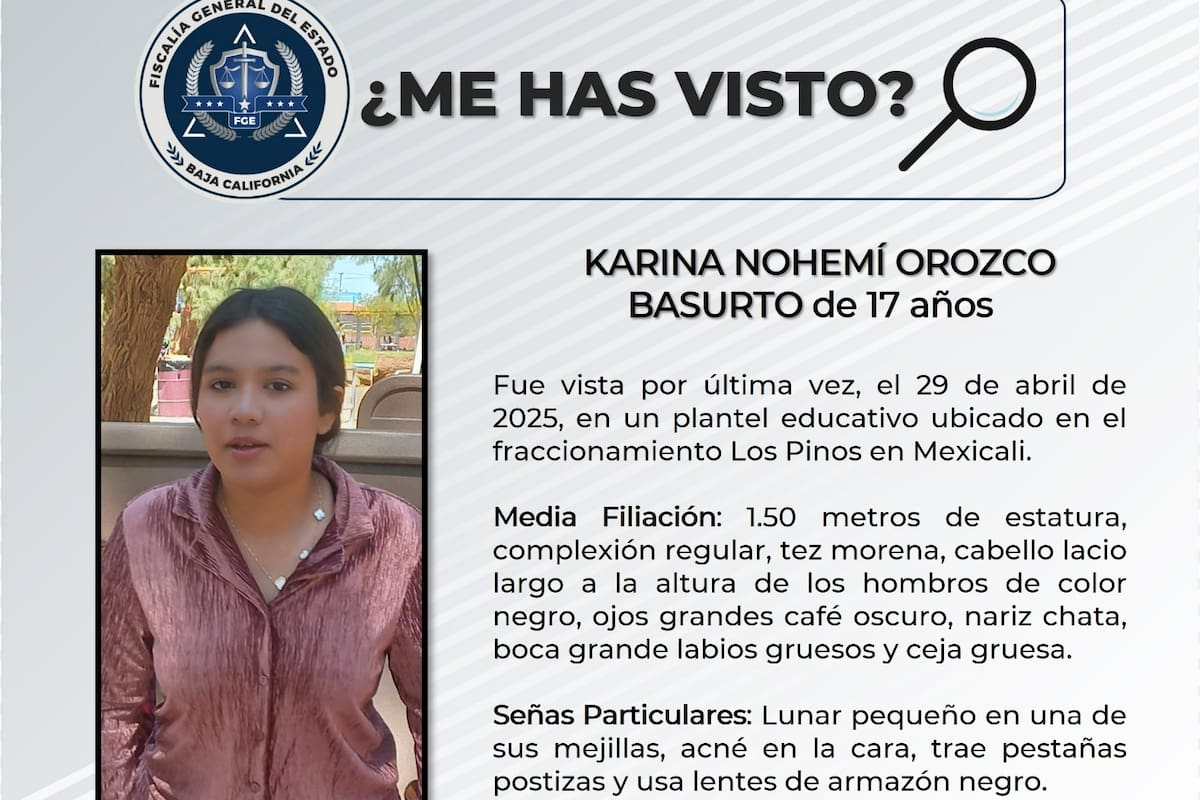 Se solicita ayuda para localizar a Karina Nohemí Orozco Basurto