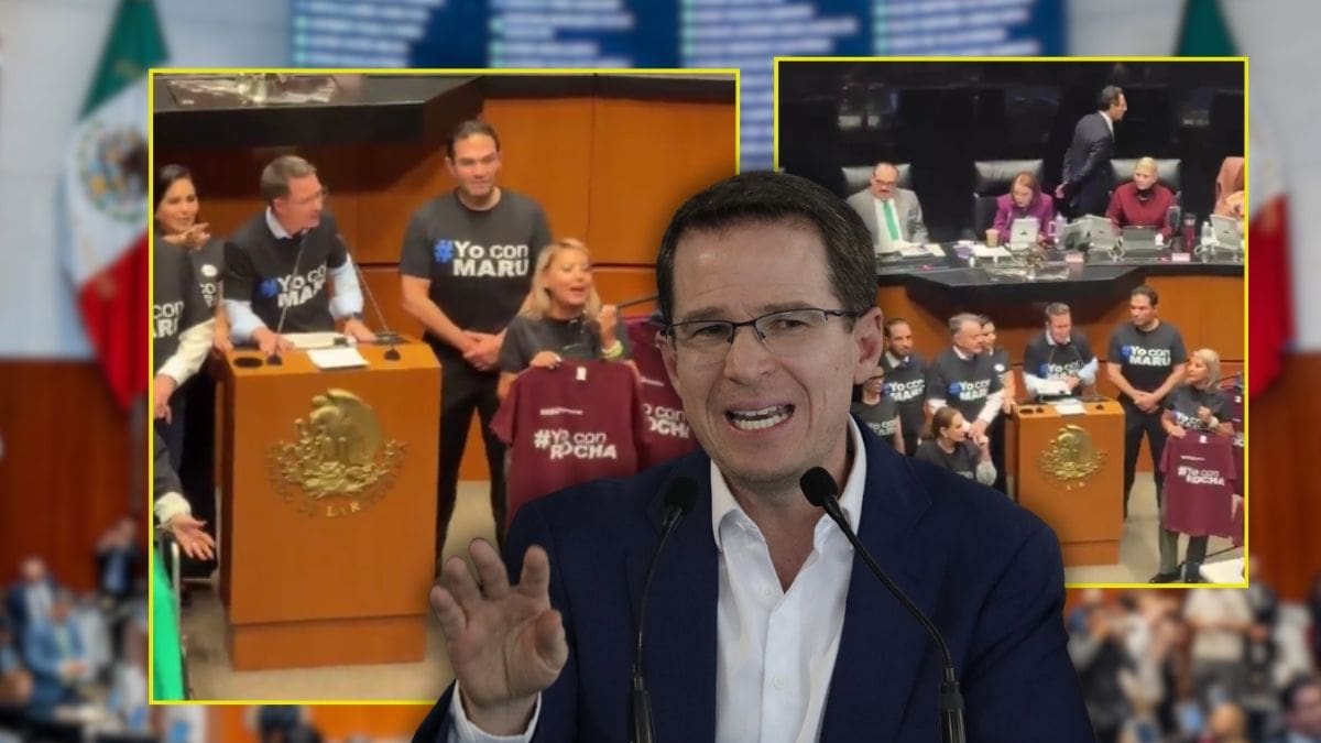 Ricardo Anaya lleva camisetas de “Yo con Maru” al Senado y reta a Morena a usar una de “Yo con Rocha” durante debate judicial y Noroña acusa “falta de respeto al grupo mayoritario” (VIDEO)