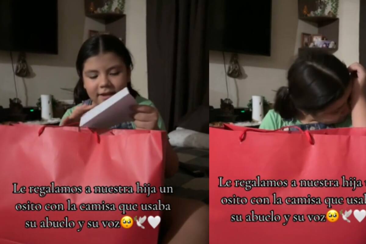 Padres le regalan a su hija un osito con la playera que usaba su abuelo fallecido: esta fue su conmovedora reacción