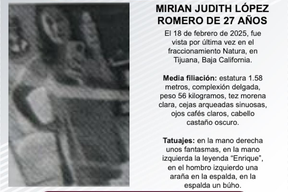 Se busca a Mirian Judith López Romero de 27 años de edad