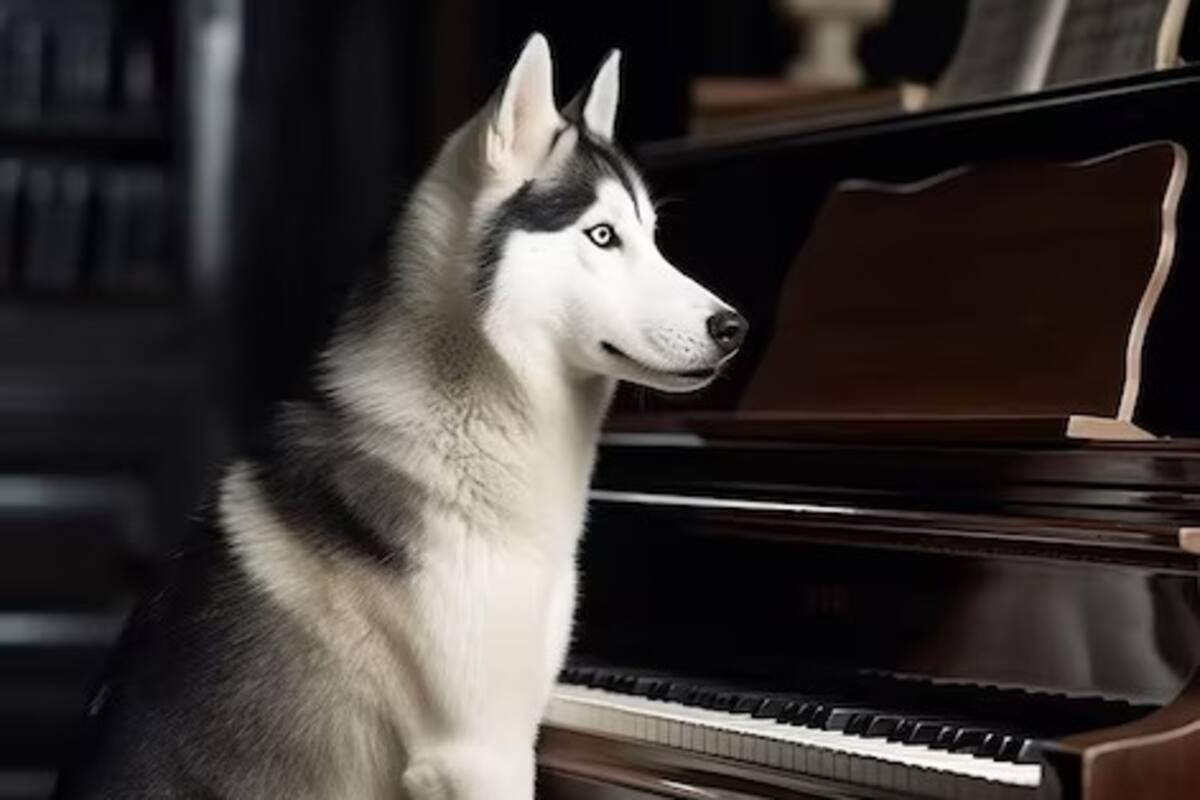 VIRAL: Husky toca el piano y aúlla al ritmo de la música