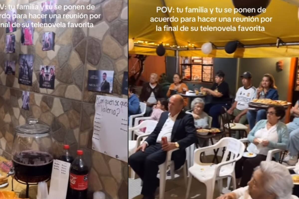 Familia organiza gran reunión con botanas, globos y carpa para ver el final de su telenovela favorita