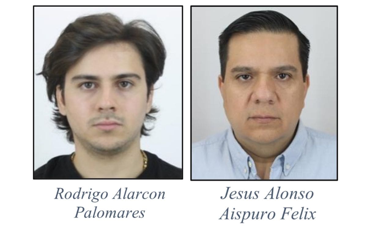 Jesús Alonso Aispuro Félix, presunto operador financiero cercano a Ojeda Avilés y Rodrigo Alarcón Palomares, señalado como asociado de Ojeda Avilés. | Foto: U.S. Department of the Treasury