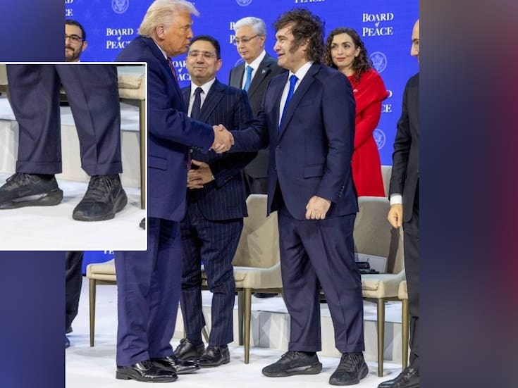 Javier Milei con tenis negros se viralizó durante el Foro de Davos por contrastar con el calzado de Donald Trump durante su saludo, ¿Qué acordaron en el encuentro?