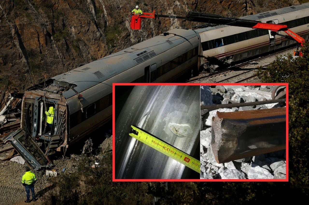 El órgano investigador sostiene que la rotura del carril existía antes del paso del tren Iryo. | Crédito: REUTERS y X (@luciamunozluc)