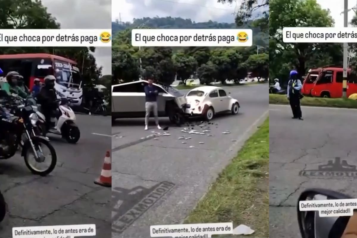 VIDEO: Tesla Cybertruck choca contra un bochito y termina deshecha