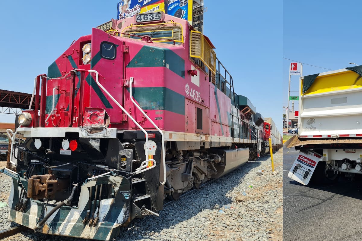 Choca tren un camión de carga