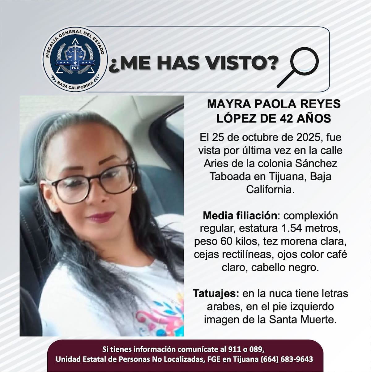 Fue vista por última vez el 19 de noviembre de 2021.