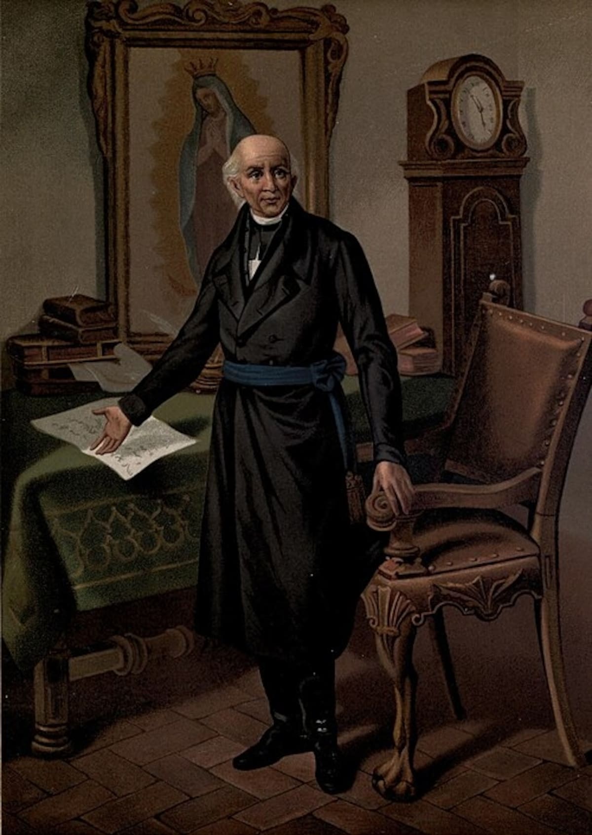 Retrato de Miguel Hidalgo y Costilla, considerado el iniciador de la primera etapa de la Independencia de México. La imagen fue extraída del tercer tomo de México a través de los siglos, publicado en 1880. Autor: desconocido. Fuente: Vicente Riva Palacio y Julio Zárate, México a través de los siglos, Tomo III, 1880. Imagen de dominio público, vía Wikimedia Commons.