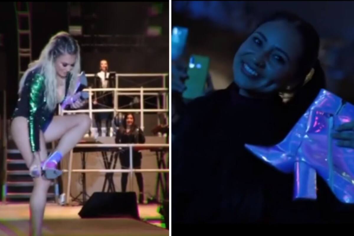 María José le regala sus botas a una fan en pleno concierto