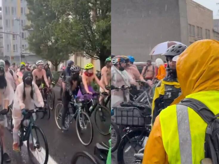 Nuevas protestas en Portland: Inusual manifestación anti-ICE  con ciclistas desnudos