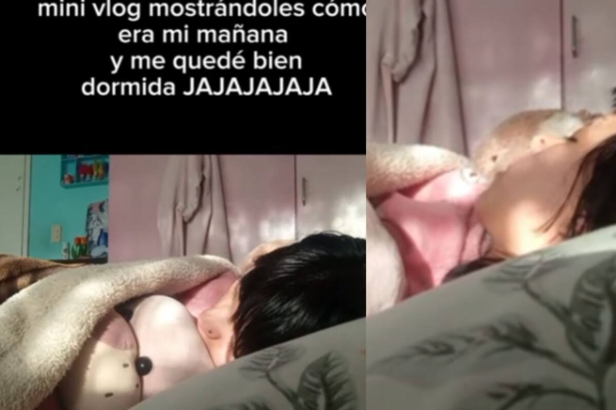 Mujer intenta grabar su rutina matutina y se queda dormida; su video se vuelve viral