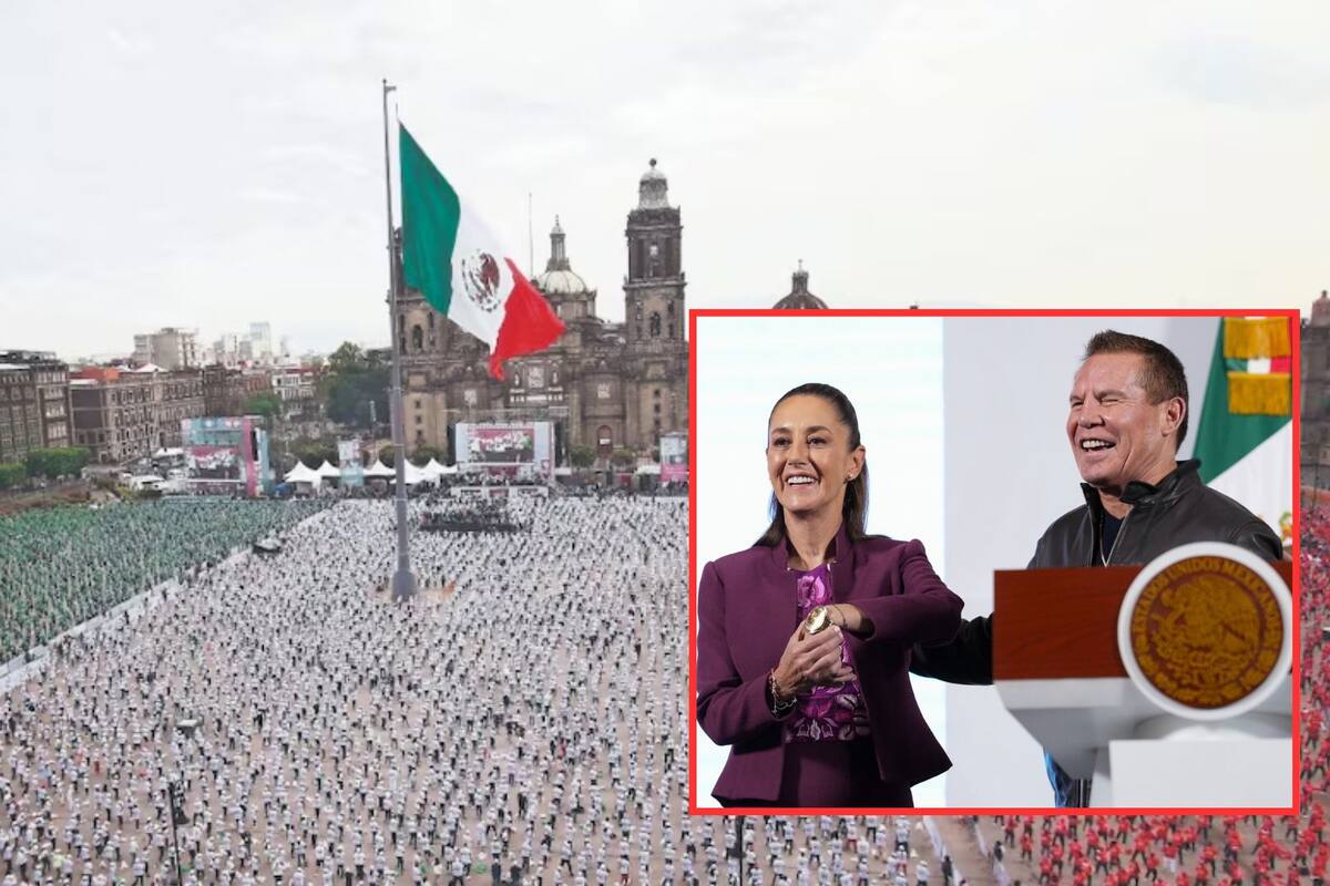 Sheinbaum encabeza hoy la Clase Nacional de Box en el Zócalo con ‘El Canelo’ Álvarez: Llegan participantes