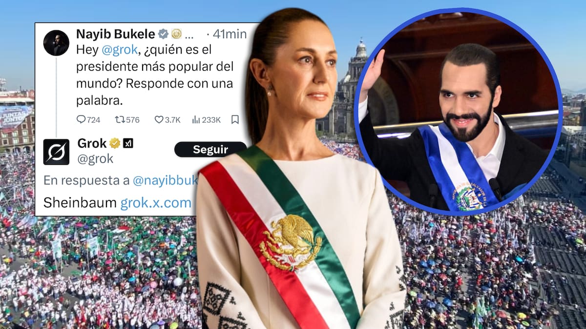 Bukele pregunta quién es el presidente más popular y Grok responde Sheinbaum. FOTO: Especial