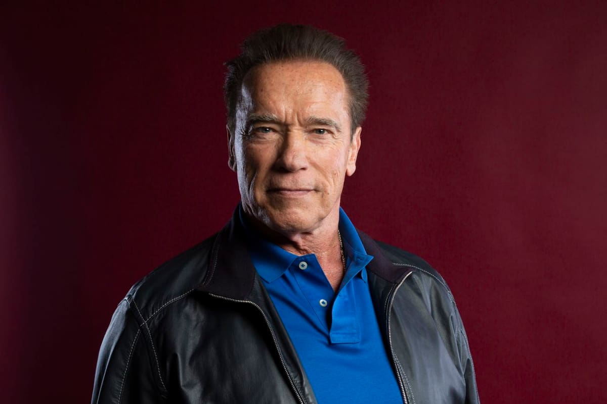 This Oct. 26, 2019 photo shows actor Arnold Schwarzenegger posing for a portrait to promote the film, "Terminator: Dark Fate" at the Four Seasons Hotel Los Angeles at Beverly Hills in Los Angeles. (Photo by Willy Sanjuan/Invision/AP)