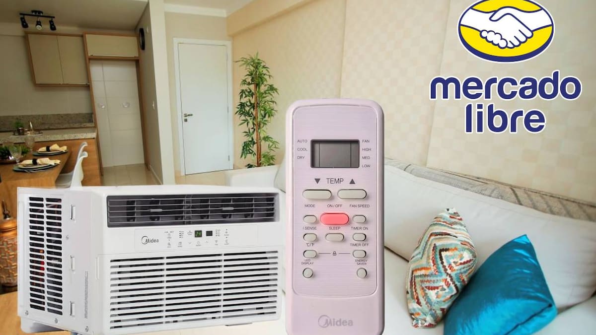 Mercado Libre baja de precio aire acondicionado de ventana Midea a 3,803 pesos; incluye control remoto y panel electrónico para mantener frescos espacios medianos en temporada de calor