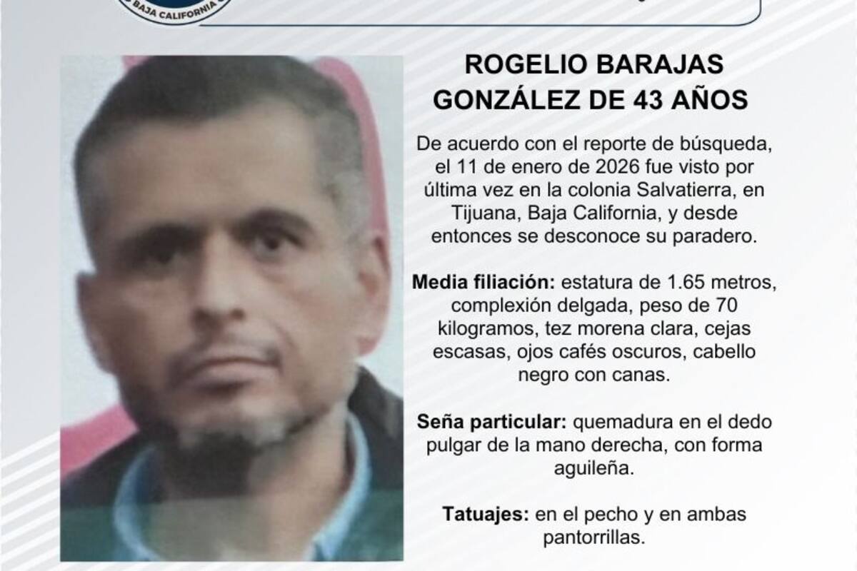 Se busca a Rogelio Barajas González de 43 años