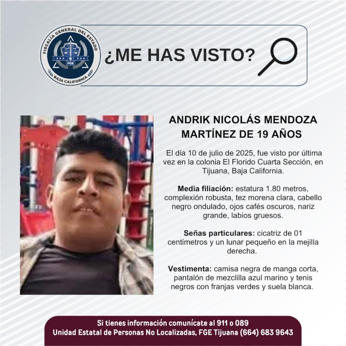 Fue visto por última vez el 10 de julio de 2025.