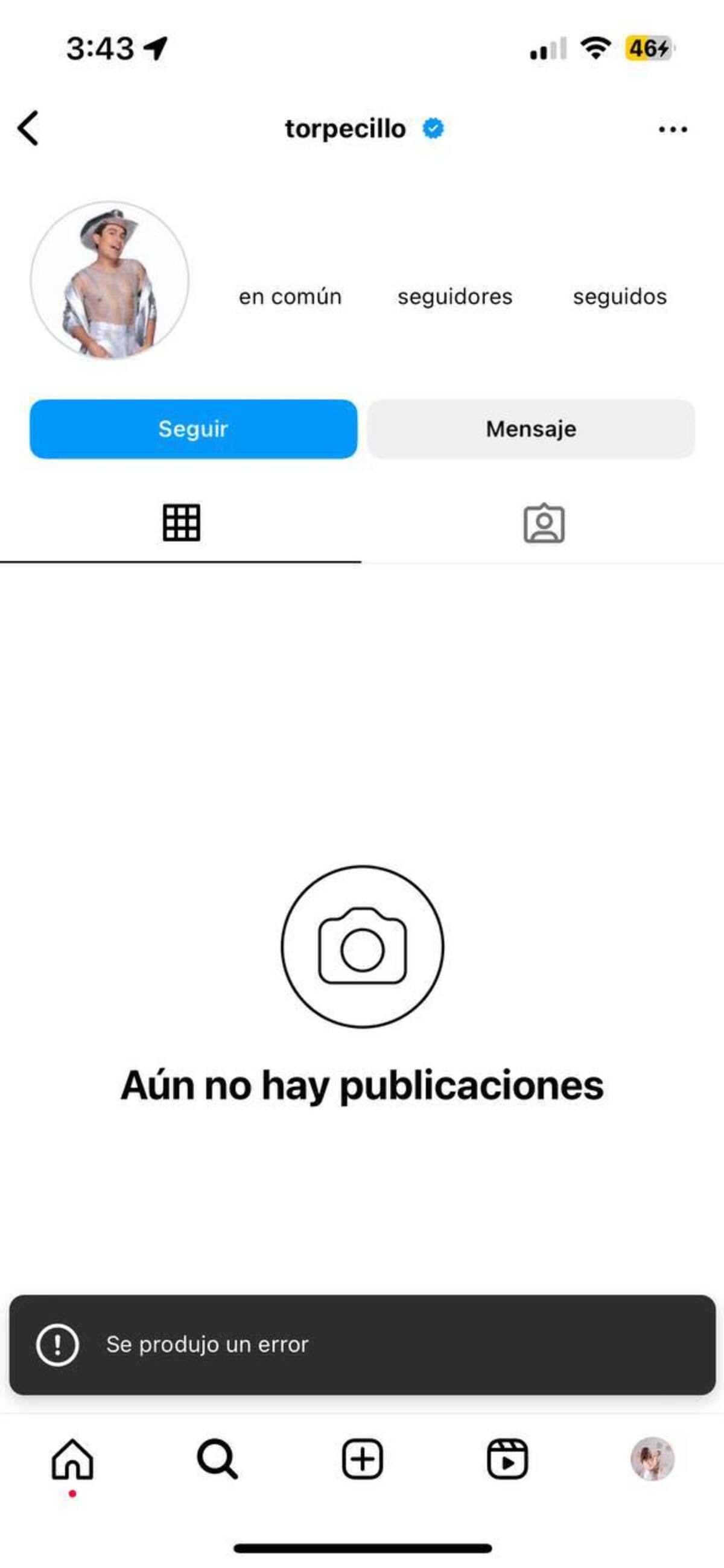 La cuenta de Instagram de Ricardo Peralta fue desactivada
