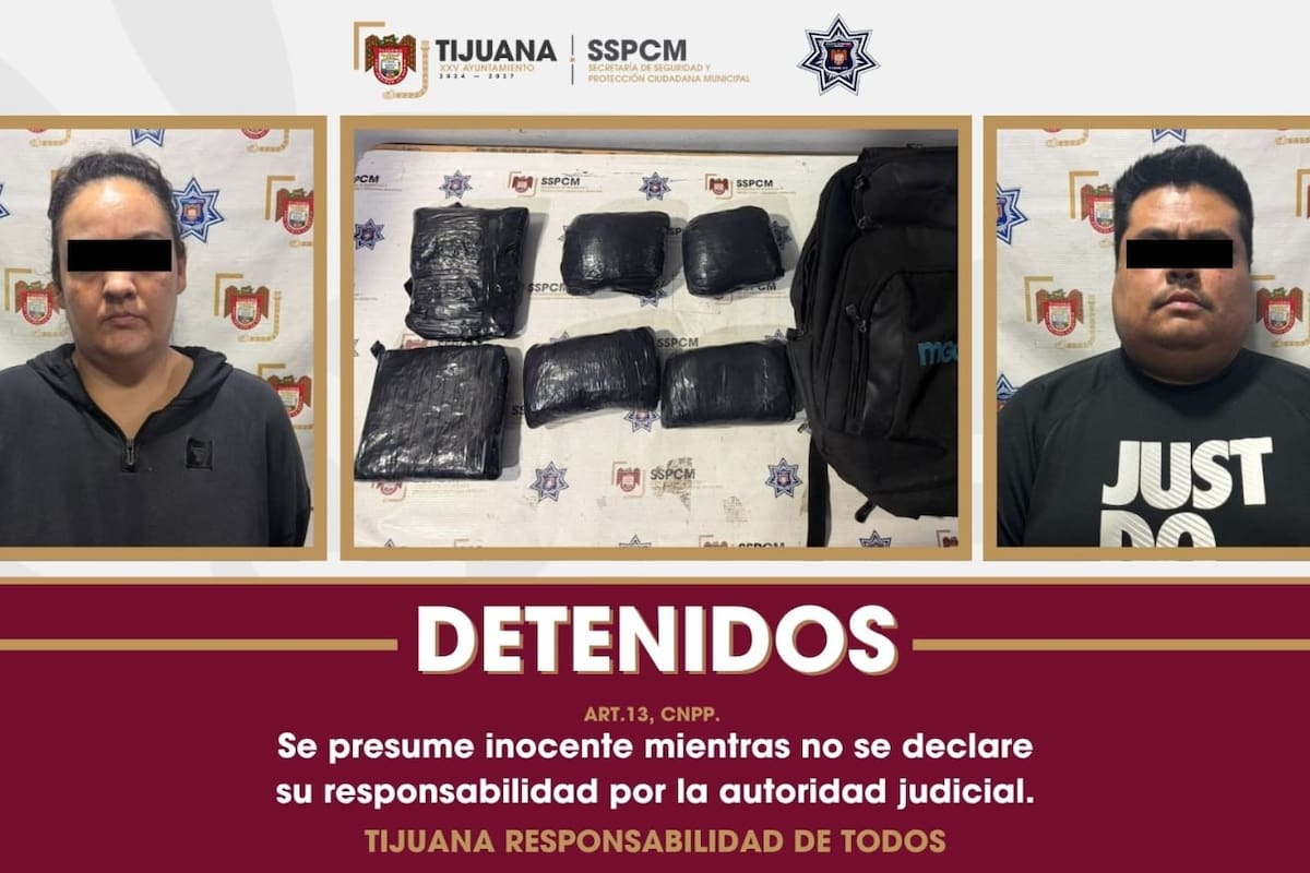 Frustran intento de ‘mula ciega’ en Tijuana; detienen a dos personas con presunta droga en Zona Norte