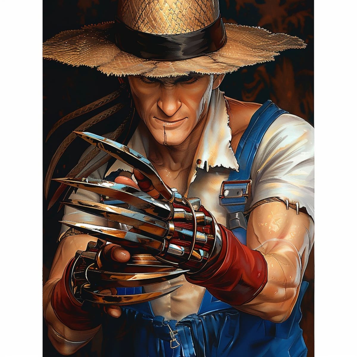 Choi Bounge, el maestro del mal, cobra vida a través de la visión única de la inteligencia artificial de Midjourney.