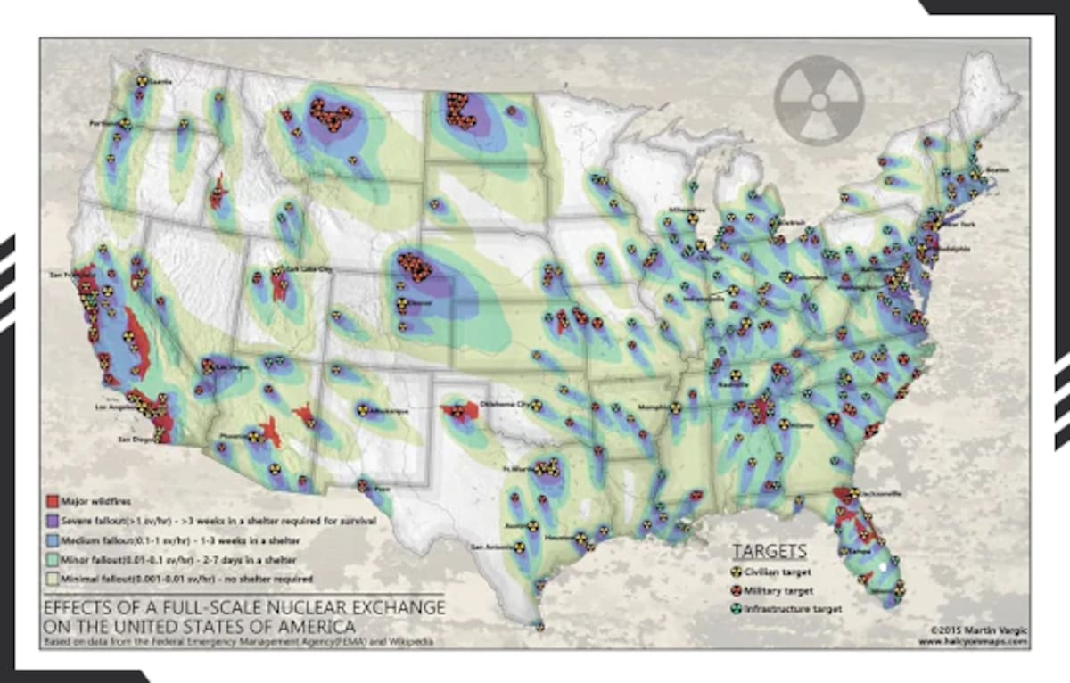 Un mapa elaborado con datos de FEMA en el 2015 señala que las regiones más vulnerables en Estados Unidos. Foto: Halcyon Maps