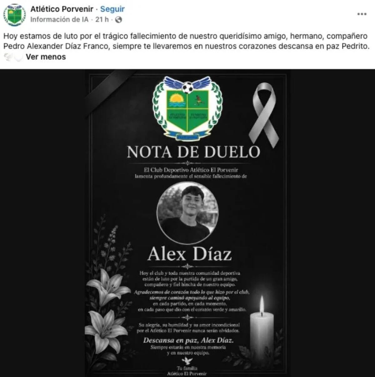 Pedro Alexander Díaz Franco. Foto: Redes sociales