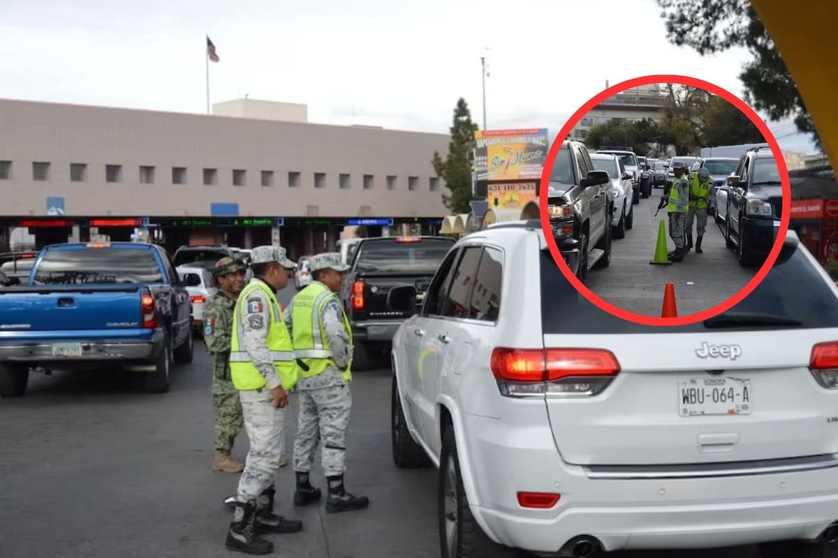 Guardia Nacional inspecciona vehículos en el cruce de Nogales a EU por operativo ‘Frontera Segura’