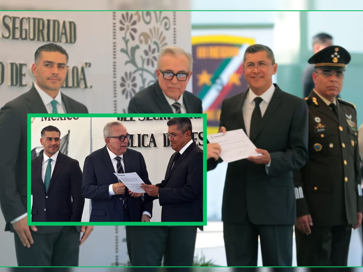 Tras darle la bienvenida, el gobernador Rocha Moya indicó: "Necesitamos un mando fuerte, serio, bien formado, como lo es el general Schazarino”. | Crédito: Gobierno de Sinaloa/X @OHarfuch