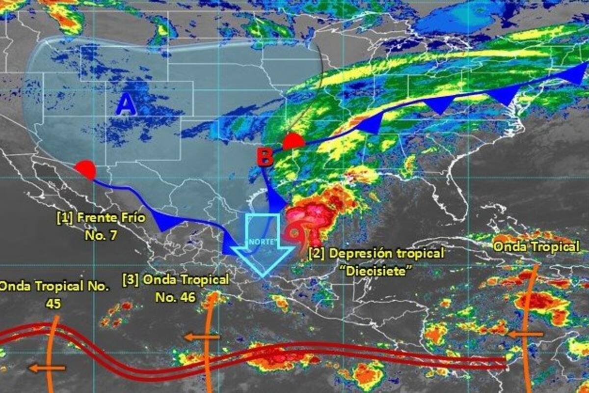 Alerta climática: Se forma la depresión tropical 17 en el Golfo de México