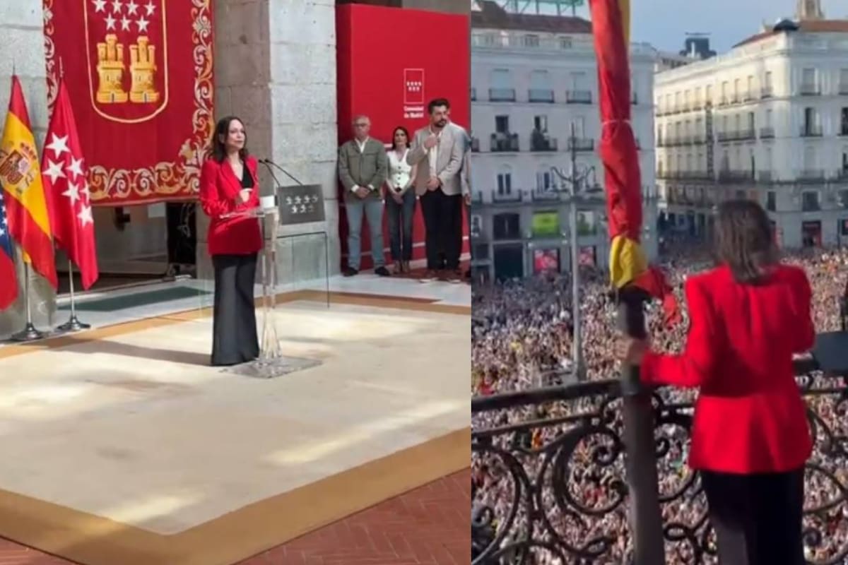 “Libertad”, la consigna de miles de venezolanos que gritaron ante el balcón de la Real Casa de Correos, durante encuentro con María Corina Machado en Madrid