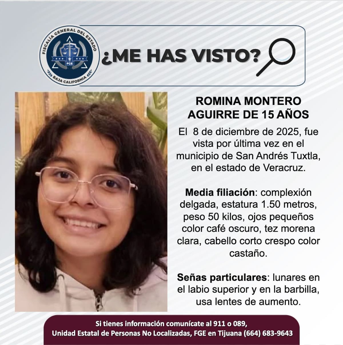 Fue vista por última vez el 8 de diciembre de 2025